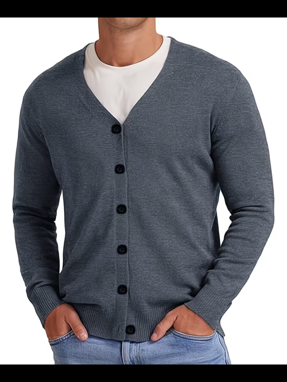 BNWT Men's V-Neck Button Cardigan Sweater - Gray